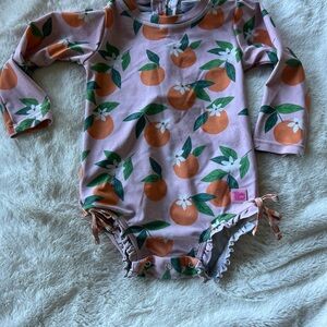 Ruffle Butts Pink Orange Fruit Print Long-Sleeve Baby Swim and carters 2 piece